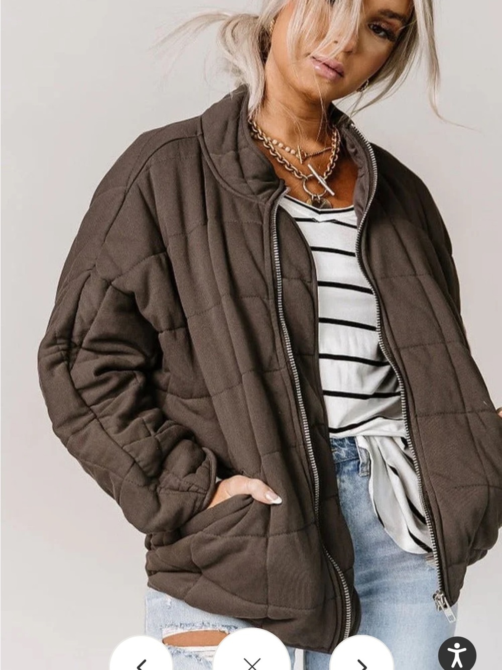 Hayden Oversized Quilted Puffer Jacket in Dark Gray 3X